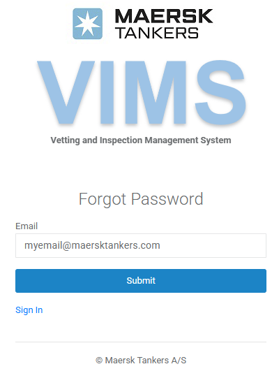Forgot Password screen
