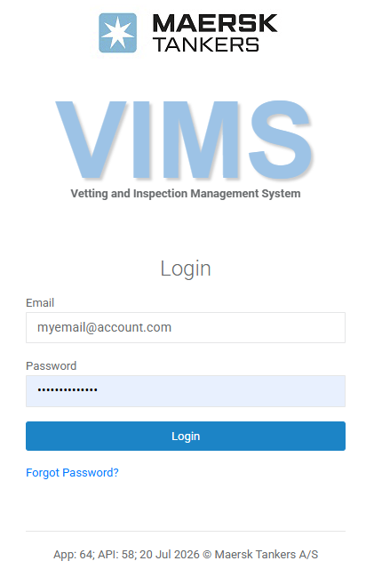 Login screen
